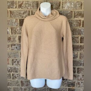 NWT Talbots Glittery Sweater Women's Size PS Festive Tan Cowl Neck